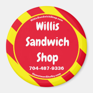 Willis Sandwich Shop Red/Gult Magnet