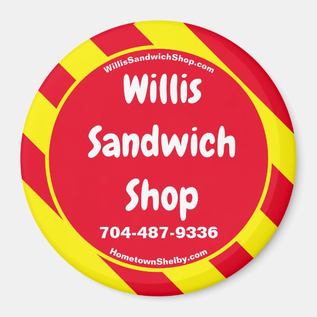 Willis Sandwich Shop Red/Gult Magnet (Framsidan)