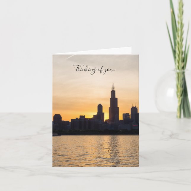 Willis Torn Sunset Silhouette Thinking of U Card Kort (Framsida)
