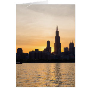 Willis Tower Solnedgångssilhuett OBS Kort