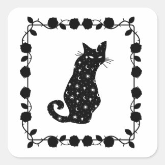 Willow Cat Halloween Sticker Fyrkantigt Klistermärke