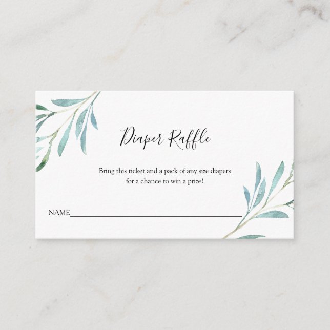 Willow Eucalyptus Baby Diaper Raffle Tilläggskort (Framsida)