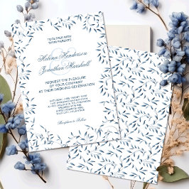 Willow Garden Elegant Blue and White Blommigt Inbjudningar
