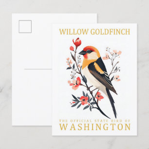 Willow Goldfink Fågel i Washington Resa Vykort