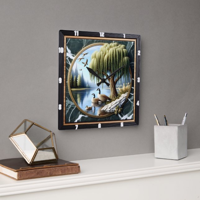 Willow Goose Rustic Vatten's Kant Fyrkantig Klocka (Kontor)