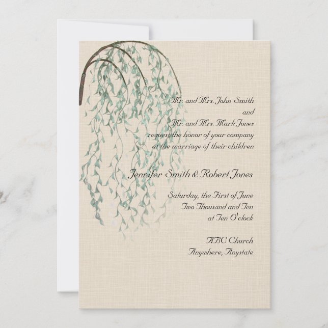 Willow Gren i Brown- och Teal Wedding-inbjudan Inbjudningar (Framsida)