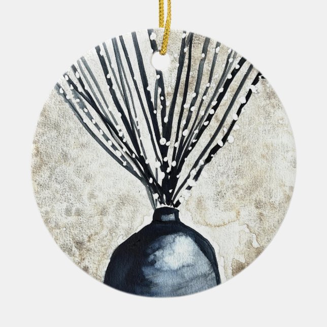 Willow i vas vattenfärg julgransprydnad keramik (Framsidan)