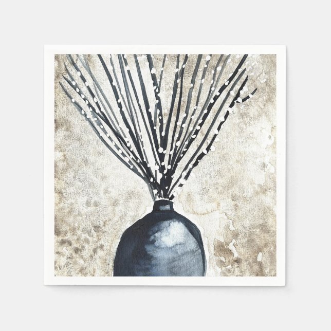 Willow i vas vattenfärg pappersservett (Framsidan)