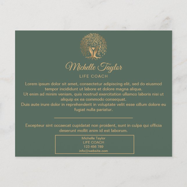 Willow Livets träd Coach, Therapy, Psykolog Flygblad (Baksidan)