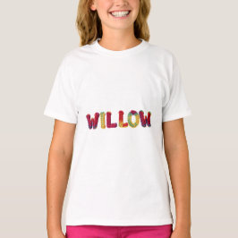 Willow Namn i Vibrant Crochet Mönster T Shirt