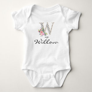 Willow Namn Reveal Blommigt Brev W Retro Flower T Shirt