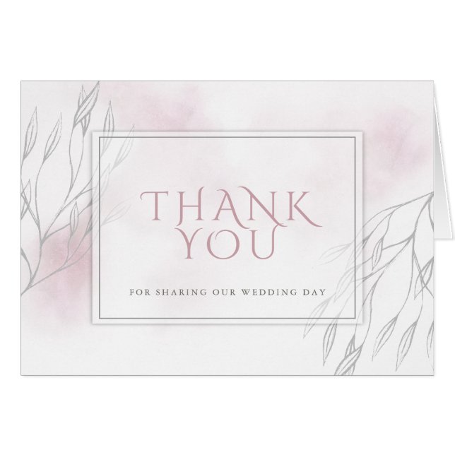 Willow och Blek Rosa Watercolor Hälsningskort (Framsidan Horizontal)