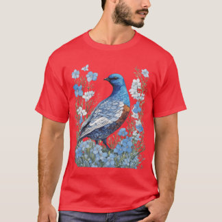 Willow Ptarmigan Grouse And ForgetMeNots T Shirt