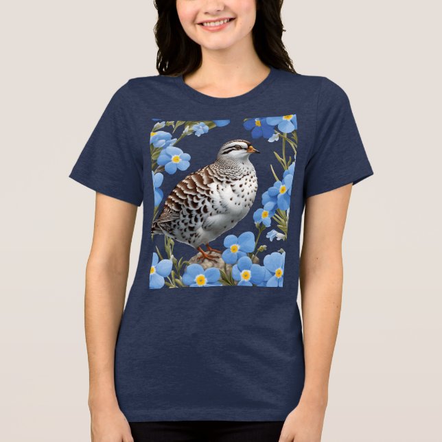 Willow Ptarmigan och Alaska Glöm-Me-Nots T Shirt (Framsida)