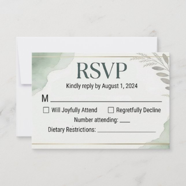 Willow Sage Wedding Response Cards OSA Kort (Framsida)