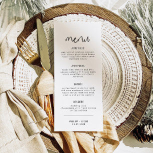WILLOW Simple Modern Black White Menu Cards Meny