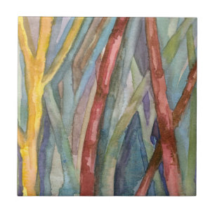Willow Träd Creekside Autumn Watercolor Kakelplatta