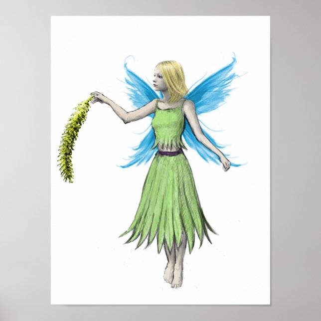 Willow Träd Fairy som innehar en Catkin Poster (Framsidan)