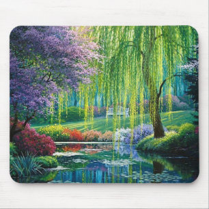 Willow Träd över Vatten Fine Art Musmatta
