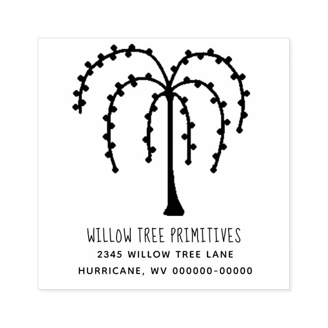 Willow Träd Rustic Business|Family Namn Adress Stämpel (Tryck)