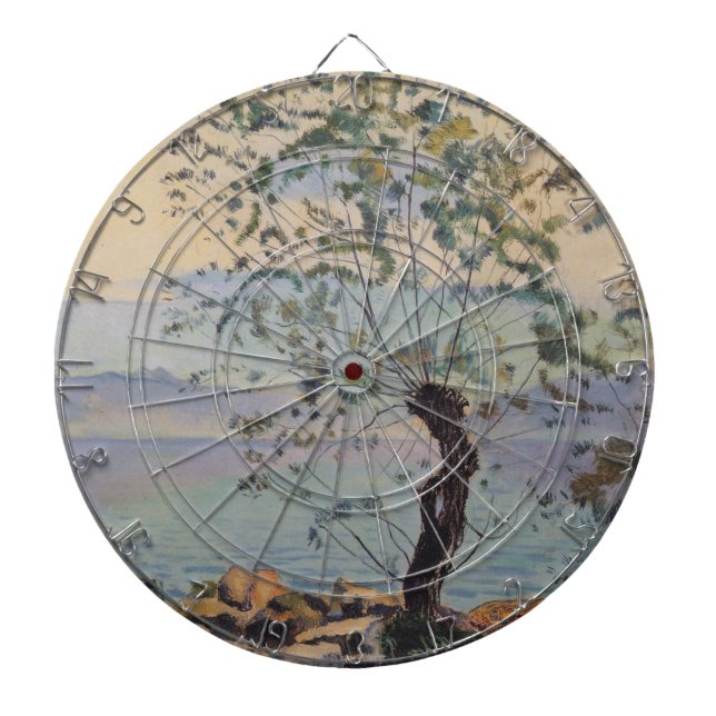 Willow Träd vid Sjö (schweiziska landskapet) Darttavla (Framsidan)