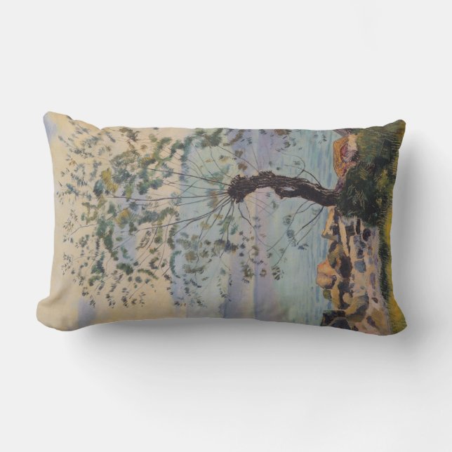 Willow Träd vid Sjö (schweiziska landskapet) Lumbarkudde (Framsida)