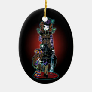 ’Willow’ Victorian Steampunk Circus Fe ornamen Julgransprydnad Keramik