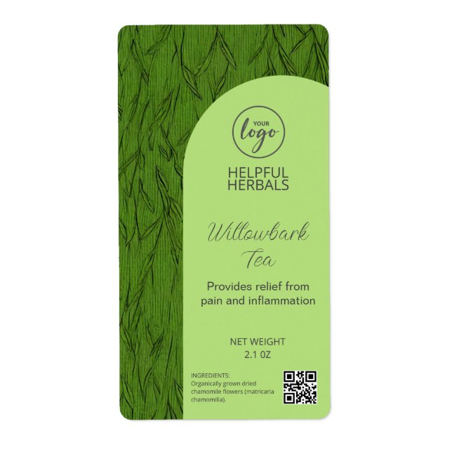 Willowbark Tea Labels Fraktsedel (Framsidan)