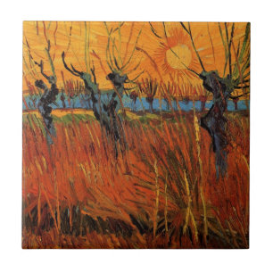 Willows at Sunset av Vincent van Gogh Kakelplatta