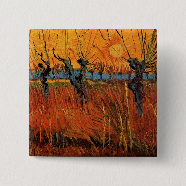 Willows at Sunset av Vincent van Gogh Knapp (Framsida)
