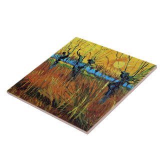Willows at Sunset (F572) Van Gogh Fine Art Kakelplatta