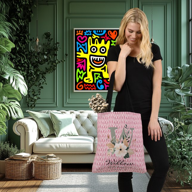 Willow's Gracval Strength - Boho Blommigt Monogram Axelväska (Skapare uppladdad)