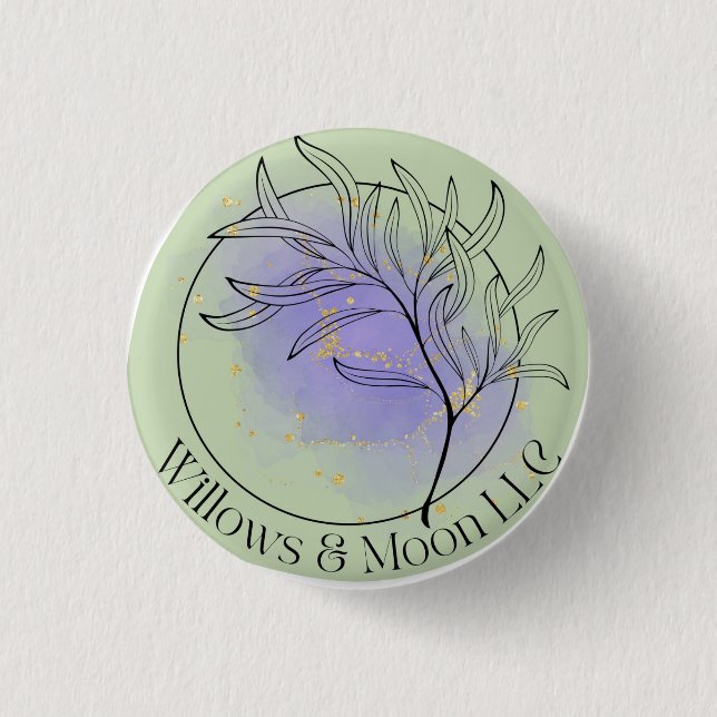 Willows & Måne Logotyp Pinback Button Knapp (Framsida)