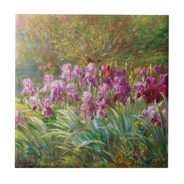 Willows och Irises by a Bäck Kakelplatta (Framsidan)
