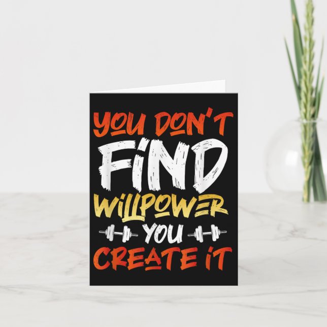 Willpower Quote Dumbbell Grap - Motivering Workout Kort (Framsida)