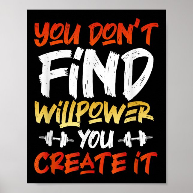 Willpower Quote Dumbbell Grap - Motivering Workout Poster (Framsidan)