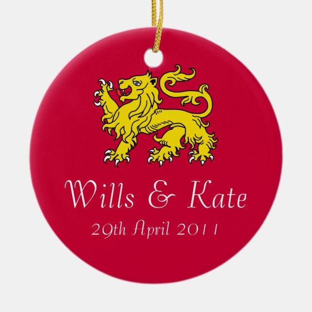 Wills och Kate kunglig bröllopprydnad Julgransprydnad Keramik (Framsidan)