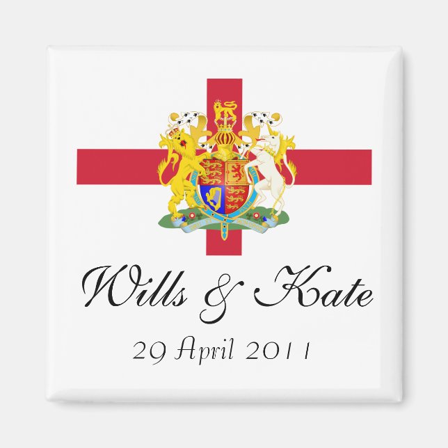 Wills och Kate Royal Bröllop Keepsaké Magnet (Framsidan)