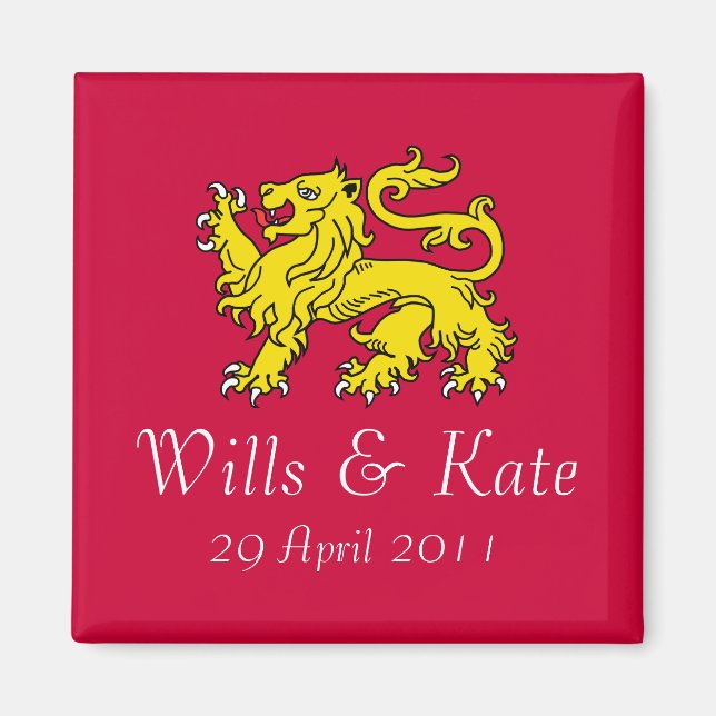 Wills och Kate Royal Bröllop Magnet (Red) (Framsidan)