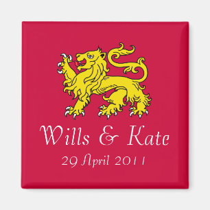 Wills och (röd) Kate kunglig bröllopmagnet, Magnet