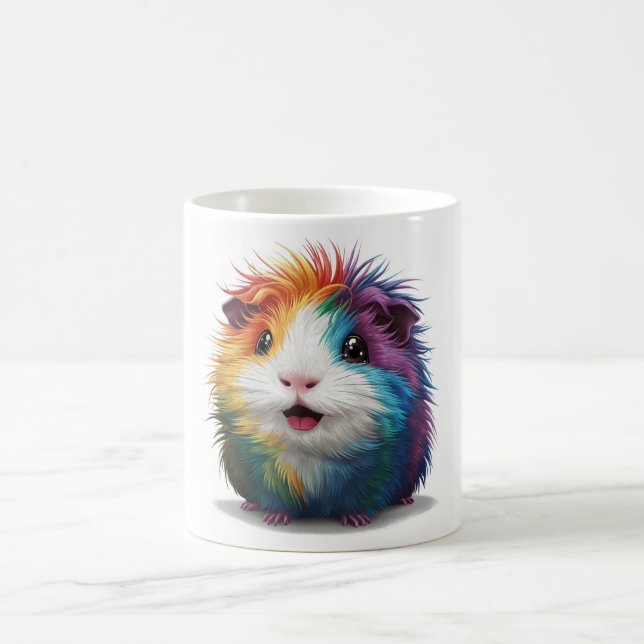 "Willy Guinea Gris: Vibrant Rainbow Hair" Kaffemugg (Center)