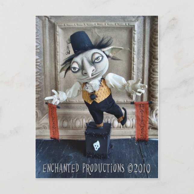 Willy T. Goblin Welcome Halloween Postcard Vykort (Framsida)