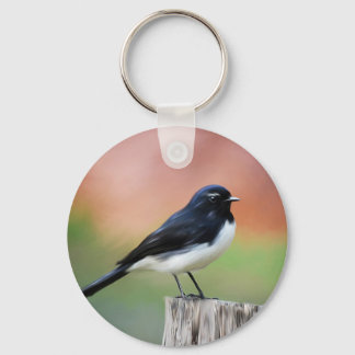 Willy Wagtail - Australian Bird Art Nyckelring