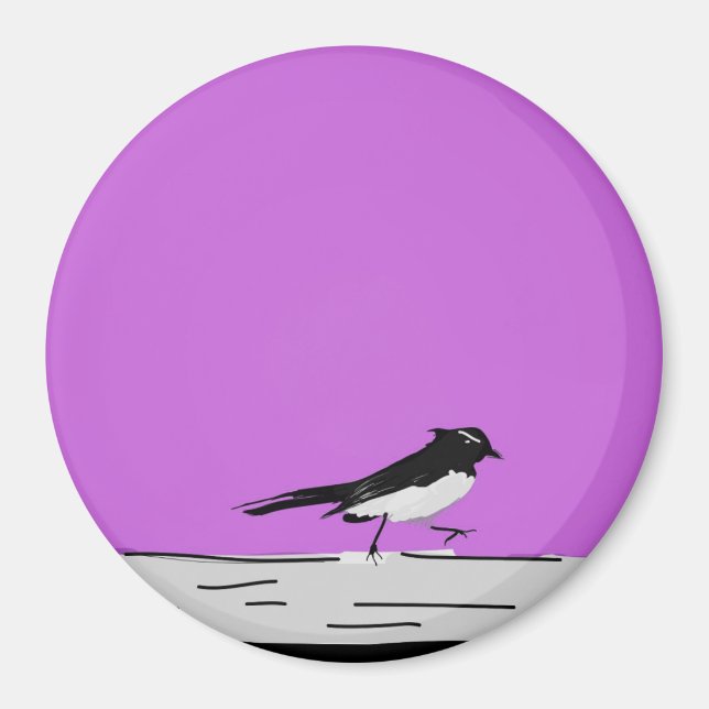"Willy Wagtail" Magnet (Rosa) (Framsidan)