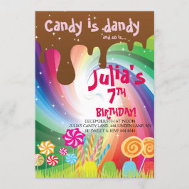 Willy Wonka Candyland födelsedagsfest inbjudan