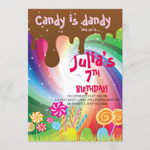 Willy Wonka Candyland födelsedagsfest inbjudan