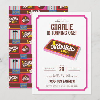 Willy Wonka & Chocolate Factory Birthday Inbjudningar