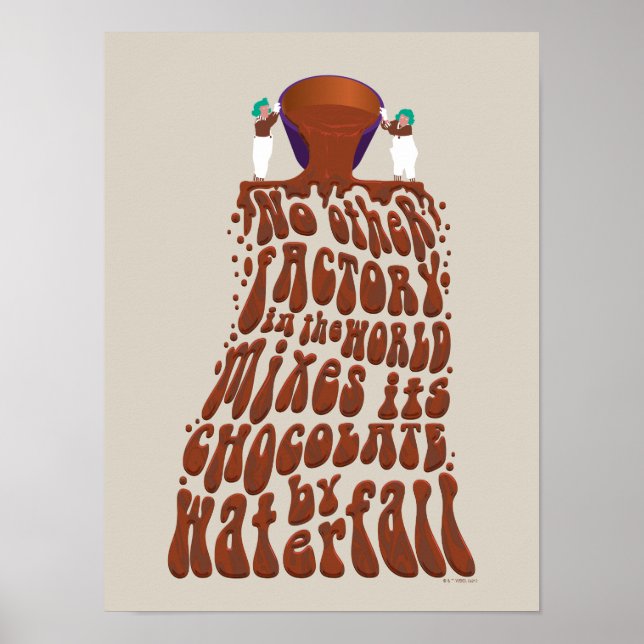 Willy Wonka Chocolate Waterfall Typography Poster (Framsidan)