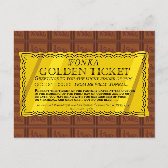 Willy Wonka Golden Biljett Vykort (Framsida)