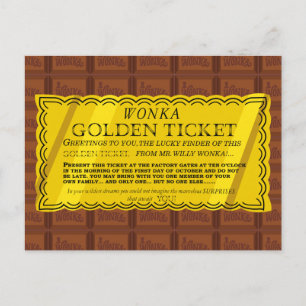 Willy Wonka Golden Biljett Vykort